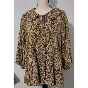 WOMEN'S DIZZY LIZZIE VELOUR SWING JACKET PAISLEY PRINT COTTON BLEND SZ LG